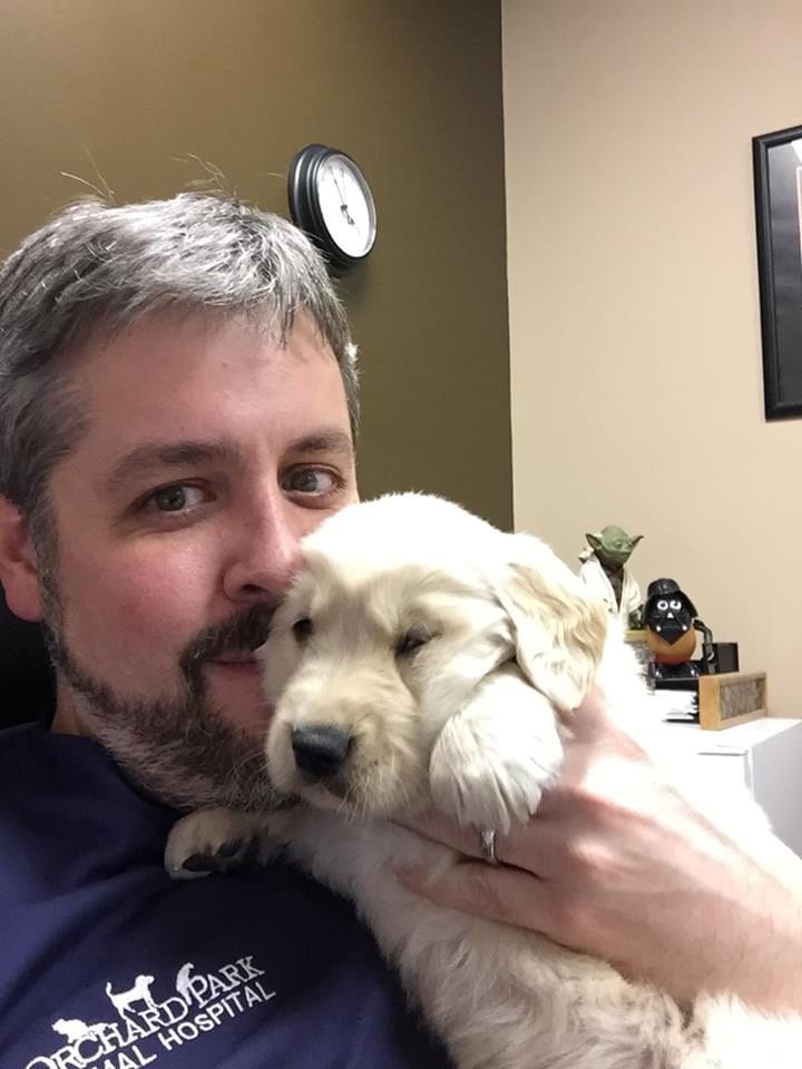 Brett Houlberg DVM with a puppy